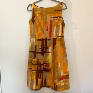 Tabitha for Anthropologie plaid yellow brown and orange dress (size 10)